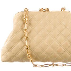 Tory Burch Quilted Cleo Clutch Shoulder Bag Purse